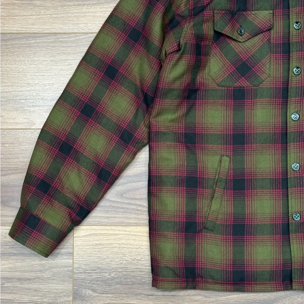 Dixxon Flannel The Payback Jacket Quilted Pearl Snap in Green/Black Size Large